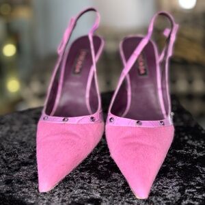 Esacada Fuchsia Sling Back Pumps with Stones